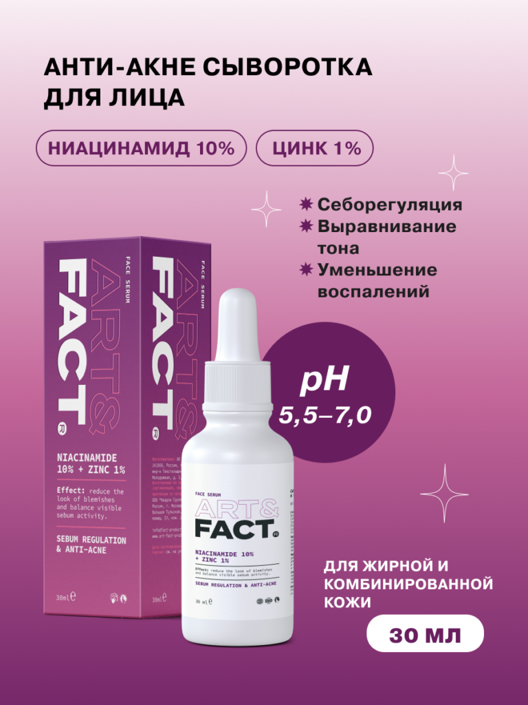 Сыворотка для лица с Ниацинамидом и Цинком ART&FACT